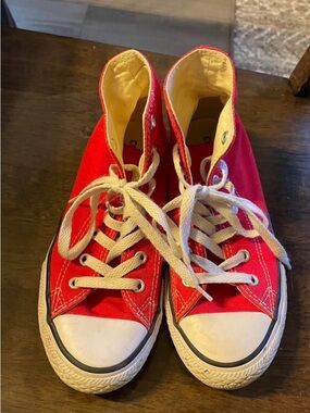 Converse Kids Red High-Top Canvas Sneakers with White Laces